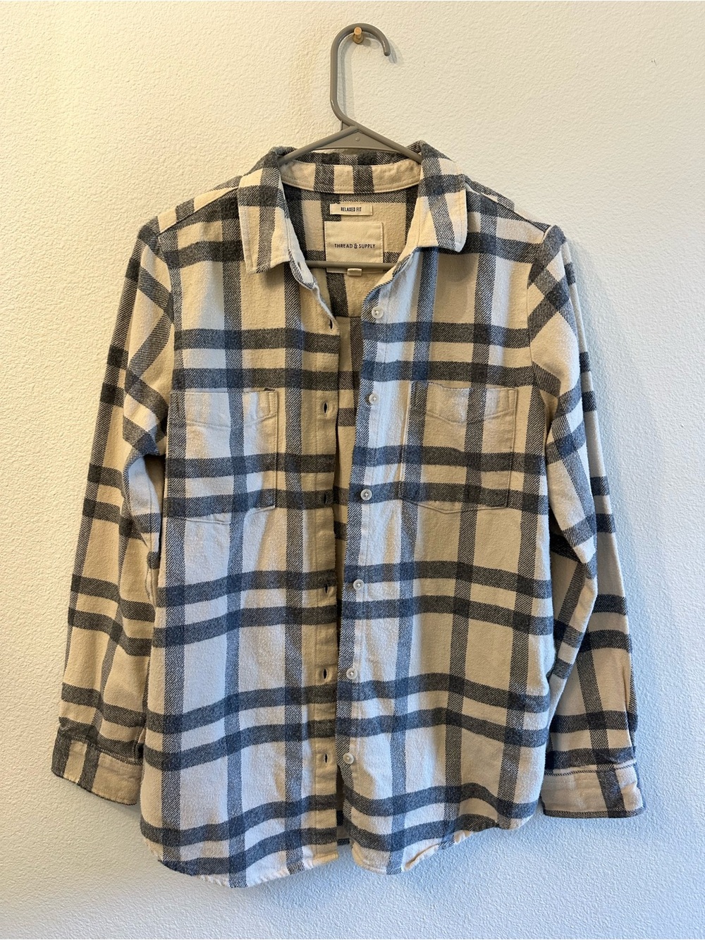 Thread & Supply Black & White Plaid Button-Down Shacket